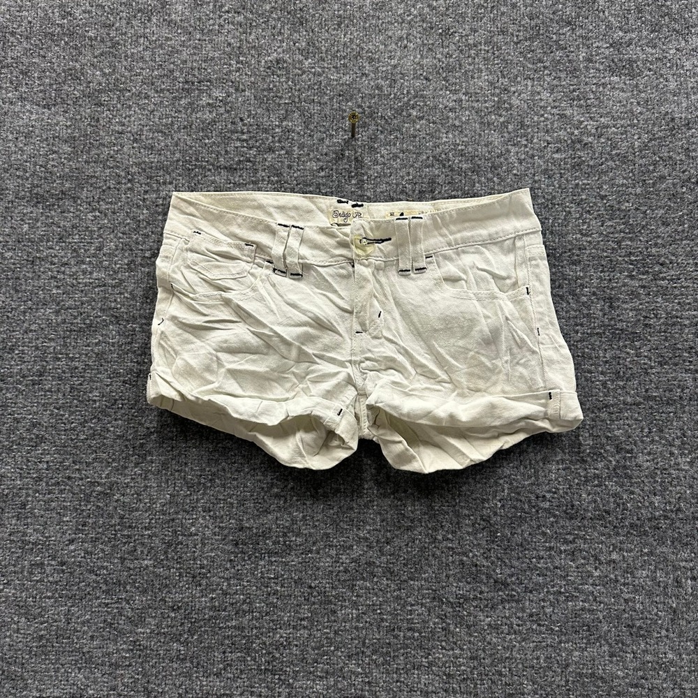 Indigo Rein Shorts Womens Size 1 White Denim Low Rise Cuffed Mini Casual Summer